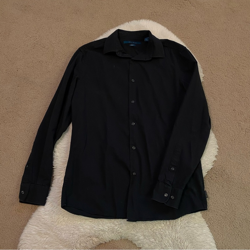 Perry Ellis Black Slim Fit Button Down Long Sleeve Shirt